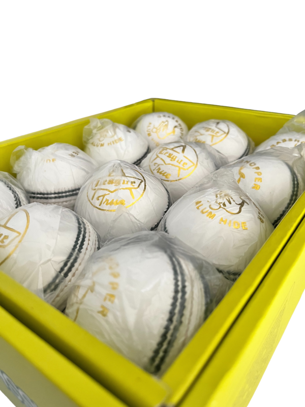 Grasshopper League White Leather Cricket Ball – Hand-Stitched