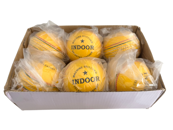 ACE Indoor Cricket Ball – Grade A Leather, PU Core, 120g, Yellow | International