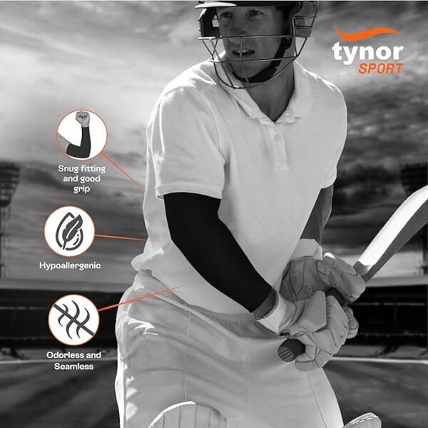 Tynor Black Arm Sleeves – Comfortable and Breathable