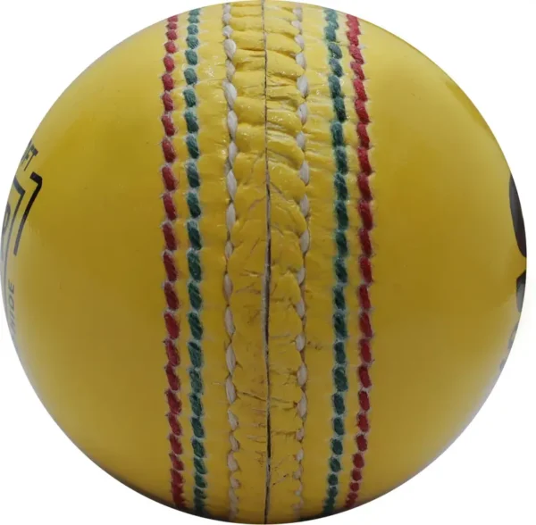 Sabro Leather Indoor Cricket Ball – PU Core, Yellow, Soft Feel, Machine Stitched | Water Resistant