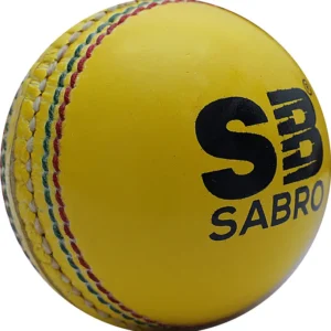 Sabro Leather Indoor Cricket Ball – PU Core, Yellow, Soft Feel, Machine Stitched | Water Resistant