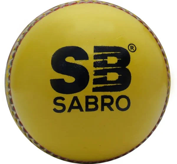 Sabro Leather Indoor Cricket Ball – PU Core, Yellow, Soft Feel, Machine Stitched | Water Resistant